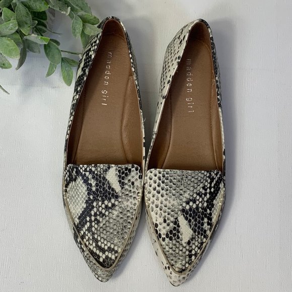 Steve Madden Shoes - Madden Girl Snakeskin Feather Loafer Flats